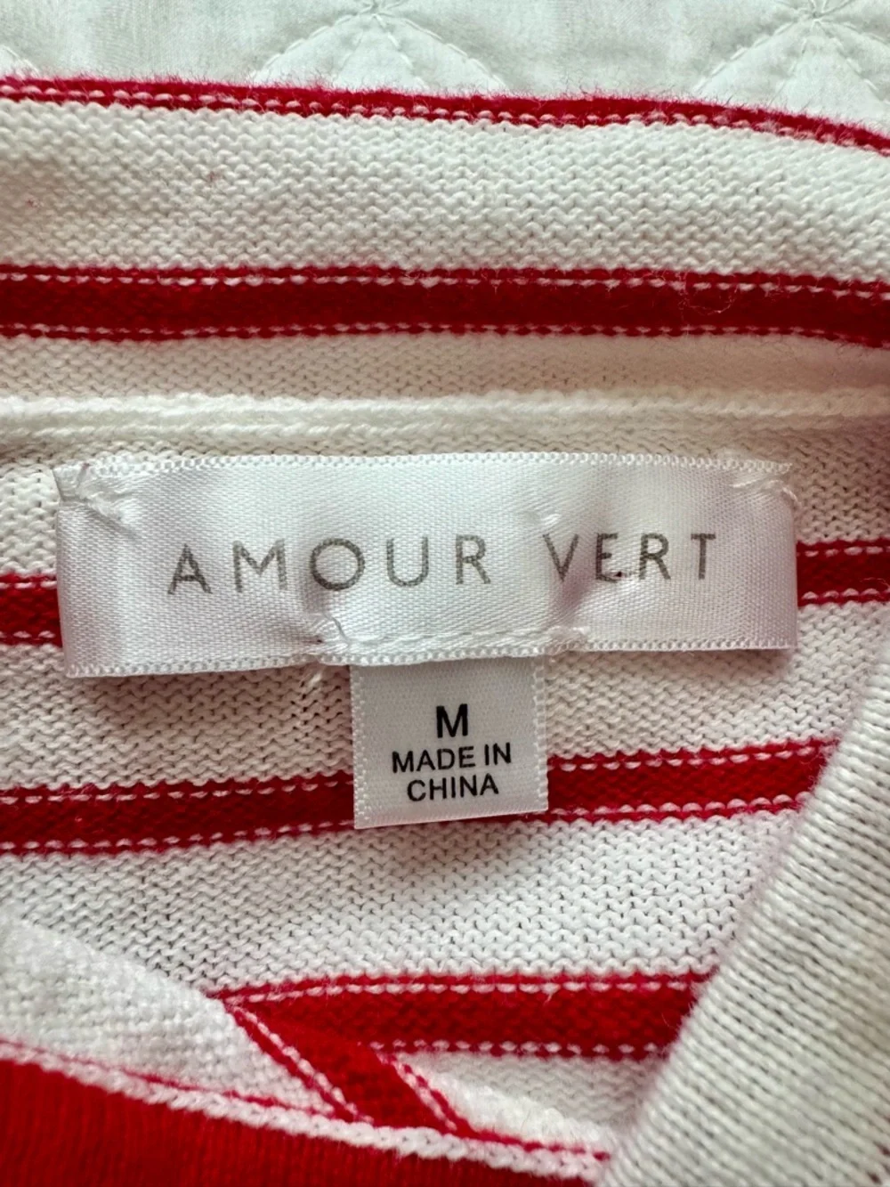 Amour Vert Kaitlyn White Red Striped Cowl Neck Drawstring Pullover Sweater Sz M